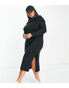 Черное трикотажное платье миди с открытыми плечами ASOS DESIGN Curve Asos curve