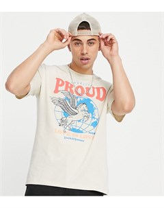 Бежевая oversized футболка с принтом Пегаса Originals Pride Jack & jones