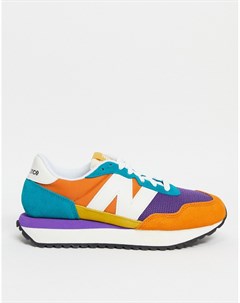 Оранжевые кроссовки в стиле колор блок 237 New balance