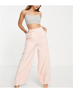 Розовые брюки с широкими штанинами и складками от комплекта Flounce london petite