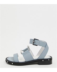 Кожаные сандалии василькового цвета с заклепками для широкой стопы Asos design