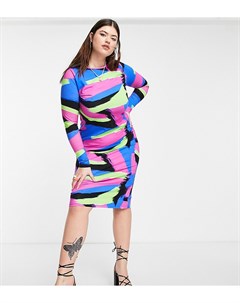 Облегающее платье миди с принтом мазков краски ASOS DESIGN Curve Asos curve