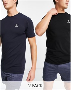 Набор из 2 базовых футболок черного и темно синего цветов Gym 365