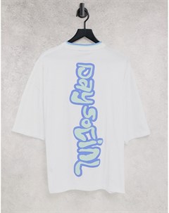 Белая oversized футболка с кантом на горловине и вертикальным логотипом на спине ASOS Daysocial Asos design