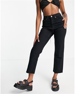 Черные прямые джинсы из органического хлопка с необработанной кромкой Topshop