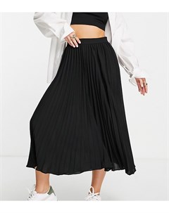 Плиссированная юбка миди черного цвета Petite Asos design