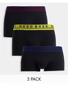 Набор из 3 черных боксеров брифов с цветным поясом BOSS Boss bodywear