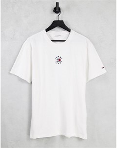 Белая футболка с маленьким круглым логотипом Tommy jeans