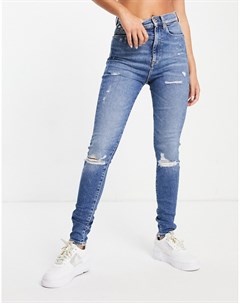 Голубые супероблегающие джинсы с рваной отделкой на коленях Tommy jeans