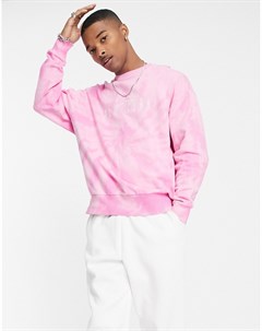 Свитшот свитшот розового цвета с принтом тай дай и вышивкой New York City Asos design