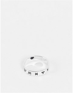 Широкое серебристое кольцо со знаками зодиака и эффектом чернения Asos design