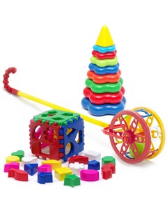 Развивающая игрушка Набор Каталка Колесо Игрушка Кубик логический большой Пирамида детская Тебе-игрушка