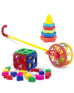 Развивающая игрушка Набор Каталка Колесо Игрушка Кубик логический большой Пирамида детская Тебе-игрушка