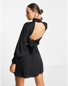 Черное платье мини с длинными рукавами Trendyol