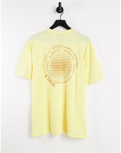 Желтая oversized футболка из органического хлопка с принтом на спине Only & sons