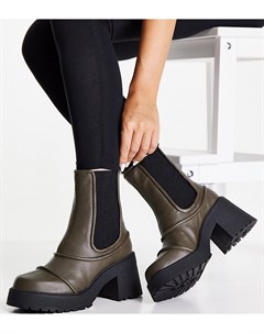 Массивные ботинки цвета хаки на блочном каблуке для широкой стопы Reason Asos design