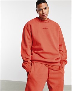 Окрашенный свитшот в рубчик выгоревшего оранжевого цвета Premium Sweats Adidas originals