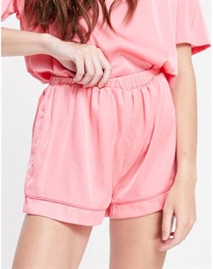 Атласные пижамные шорты розового цвета с неоновым кантом Выбирай и Комбинируй Asos design