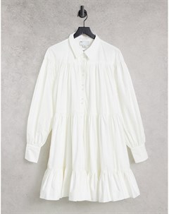 Белое платье рубашка мини А силуэта в стиле oversized Curve Asos edition