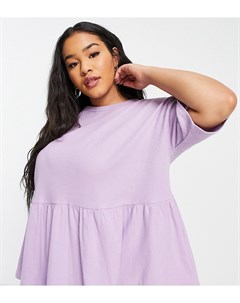 Сиреневый свободный топ в стиле oversized из вафельного трикотажа с короткими рукавами Curve Asos design