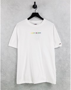 Белая футболка с разноцветным логотипом Tommy jeans