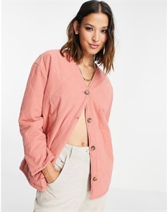 Розовая выбеленная стеганая куртка свободного кроя Topshop