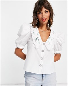 Белая рубашка в стиле oversized с воротником с отделкой River island