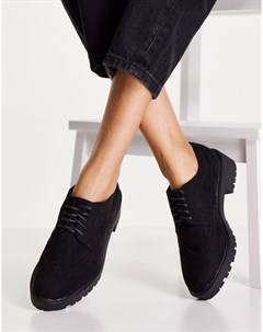 Черные туфли на плоской подошве и со шнуровкой из искусственной замши Lipa Schuh