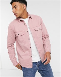 Розовая рубашка навыпуск с вельветовым воротником Asos design