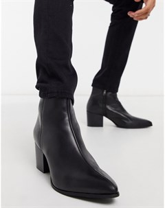 Черные кожаные ботинки челси с острым носом Asos design