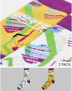 Разноцветные спортивные носки с графическим принтом в стиле ретро Asos design