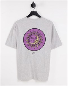 Серая oversized футболка из смесового органического хлопка с принтом луны на спине эксклюзивно для A Selected homme