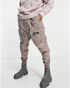 Бежевые брюки с карманами карго на молнии Sixth june