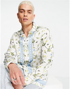 Атласная рубашка с отложным воротником и цветочным принтом Asos design