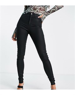 Черные зауженные джинсы с покрытием и завышенной талией ASOS DESIGN Tall Ridley Asos tall