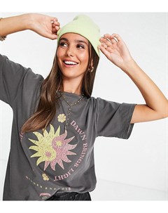 Oversized футболка угольного цвета с принтом солнца Tall Asos design