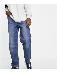 Синие выбеленные свободные джинсы New look