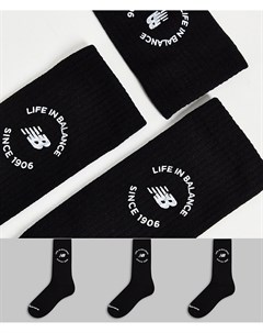 Набор из 3 пар черных носков с принтом Life In Balance New balance