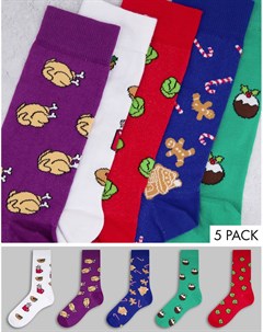 Набор из 5 пар новогодних носков Asos design