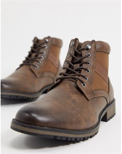 Коричневые ботинки из искусственной кожи на шнуровке Asos design