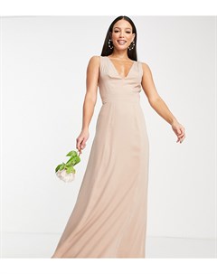Платье приглушенного розового цвета с открытой спиной и бантом Bridesmaid Maya tall