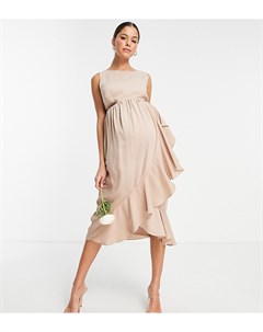 Приглушенно розовое платье с оборками и запахом Bridesmaid Maya maternity