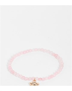 Розовый эластичный браслет с полудрагоценными камнями и подвеской в виде цветка ASOS DESIGN Curve Asos curve