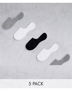 Набор из 5 пар невидимых носков в черно белой гамме скидка Asos design