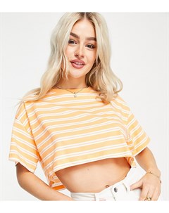 Оранжевая укороченная oversized футболка в полоску ASOS DESIGN Petite Asos petite