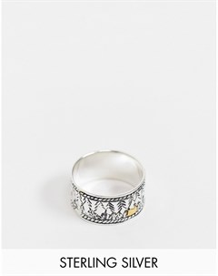 Широкое кольцо из стерлингового серебра с дизайном деревьев серебристого цвета Asos design