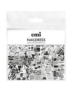 Слайдер дизайн Naildress 74 Газетный принт черно белый Emi