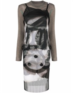 Платье с длинными рукавами и графичным принтом Givenchy