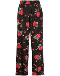 Шелковые брюки с цветочным принтом Rodarte