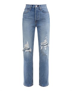 Голубые джинсы с декоративными потертостями Re/done